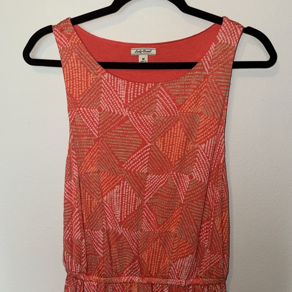 Lucky Brand Orange Maxi Dress Sleeveless Geometric Pockets Slit Womens Med Boho - Picture 5 of 12